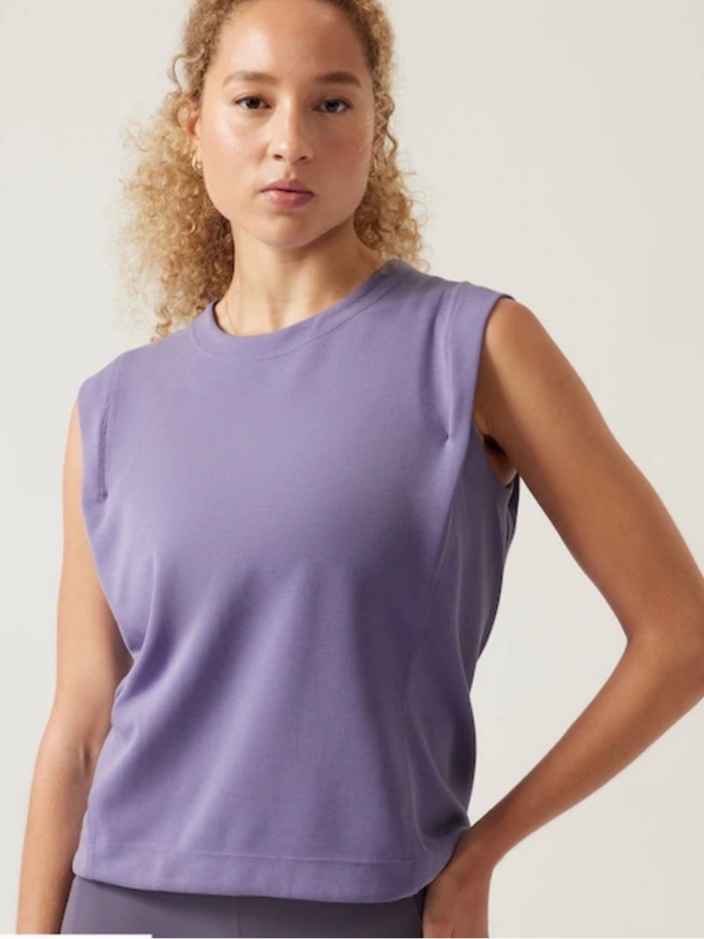 Athleta Seasoft Tank Sweatshirt Dusk Purple Lavender Size Medium Sleeveless Top